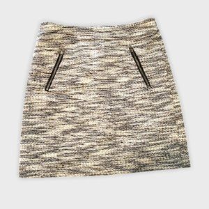 Ann Taylor Loft Tweed Mini Skirt black white Sz 00